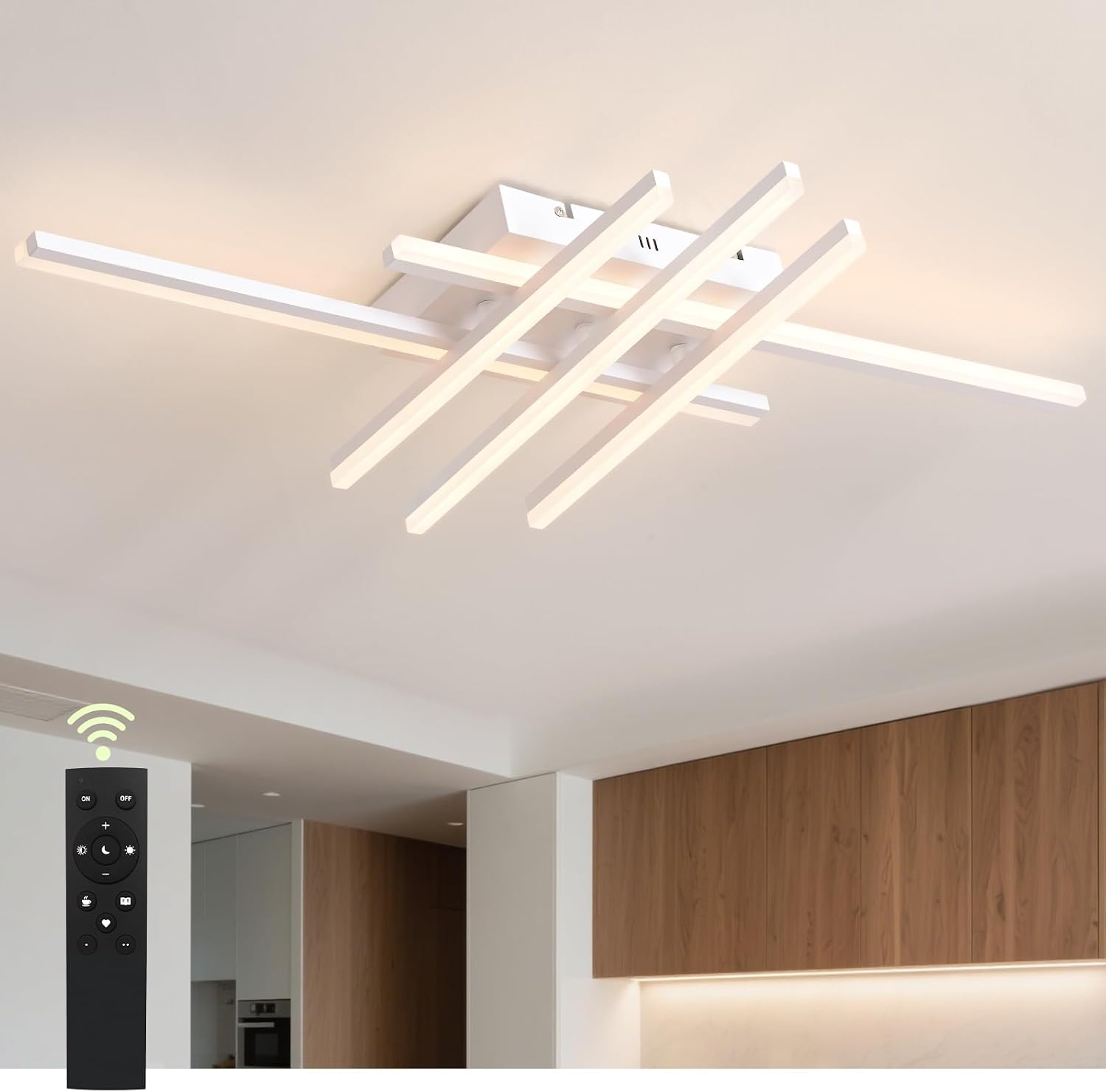 Detalle de Sky angle LED-Deckenleuchte mit Fernbedienung – Dimmbare Close-to-Ceiling Beleuchtung (26 W LED)