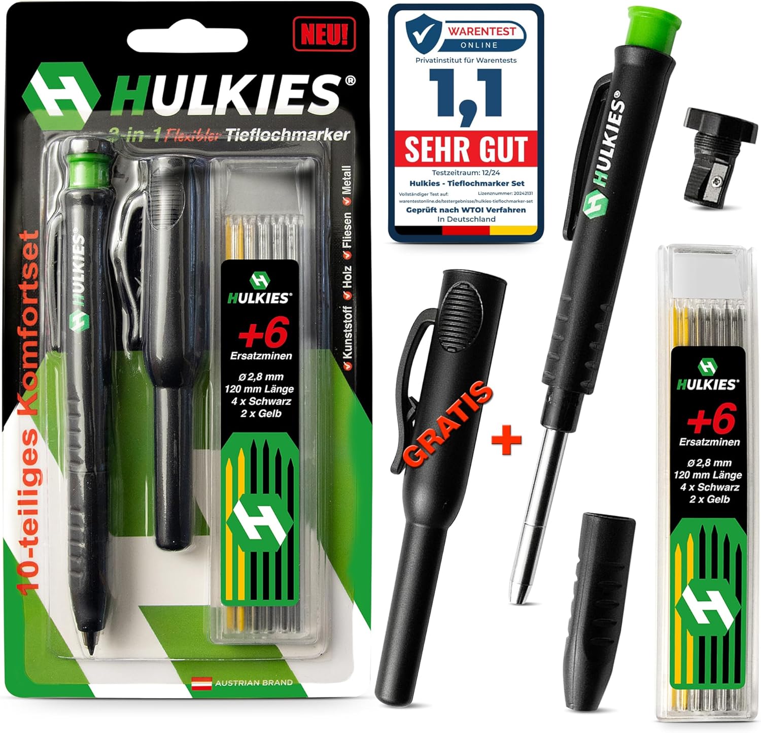 Hulkies Tieflochmarker 3-in-1 Set, 10-teilig