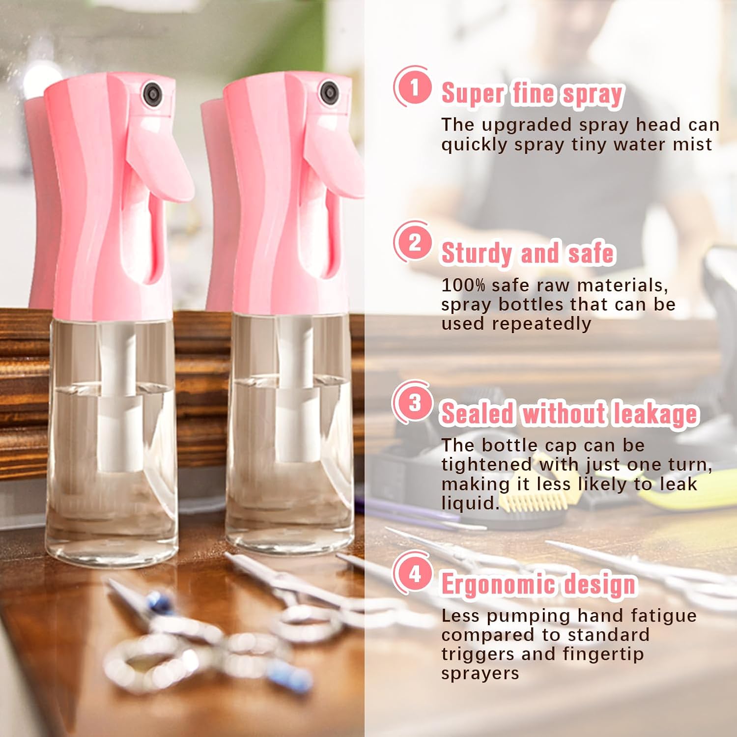Detalle de Bottiglia Spray a Nebbia Fine 200 ml in PET (senza BPA) per capelli, pelle, piante e animali