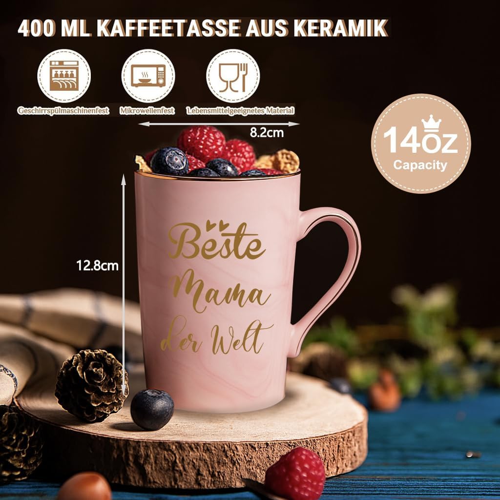 Thumbnail 4 de Verdaxis Kaffeetasse „Beste Mama der Welt“ (400 ml) – Geschenk für Muttertag, Geburtstag & Weihnachten