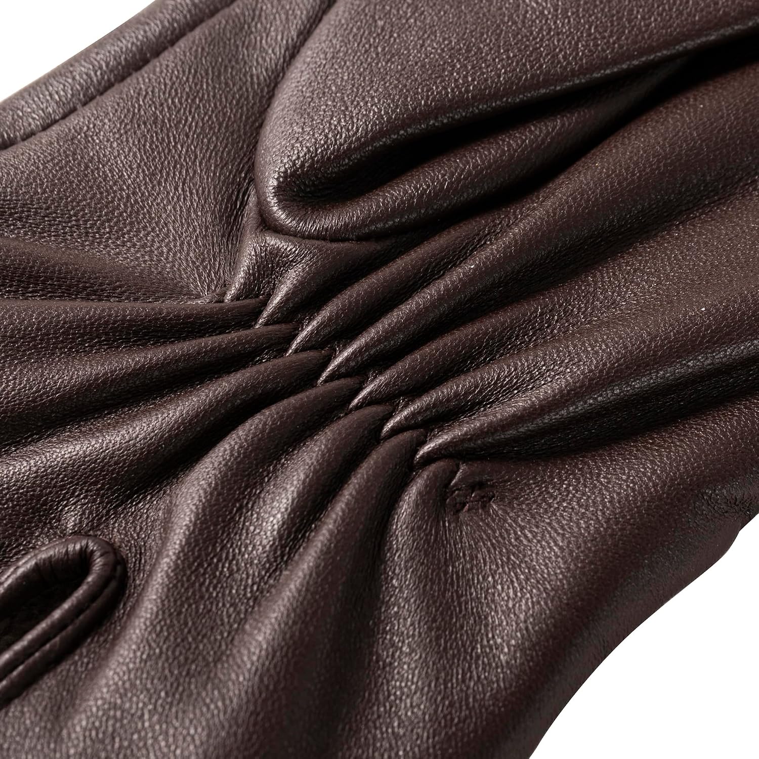 Detalle 2 de QOF Women's Sheepskin Leather Gloves, Wool-Lined with Full-Palm Touchscreen