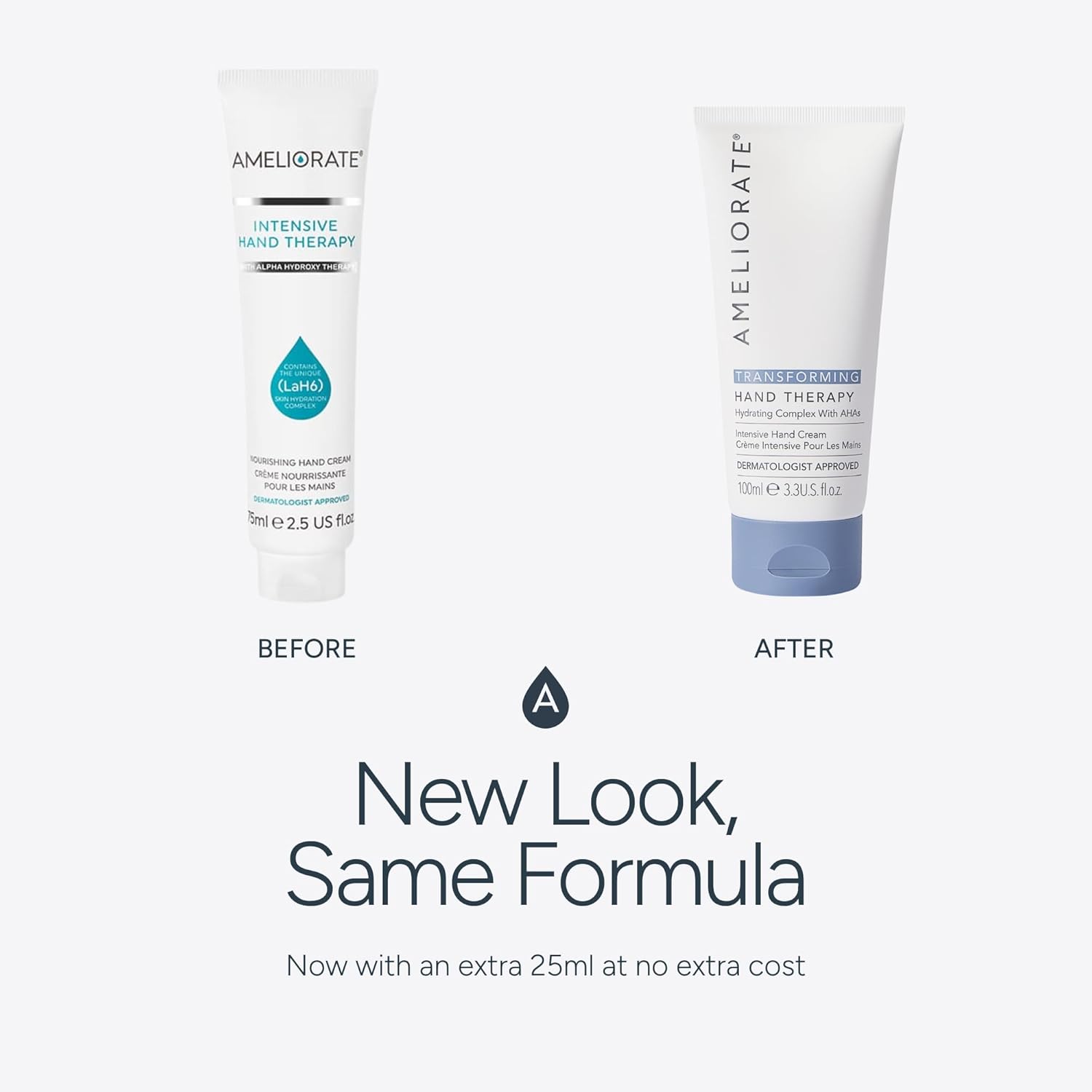 Detalle 2 de AMELIORATE Transforming Hand Therapy 100 ml – exfolierende Handcreme mit Milchsäure (AHA) & Sheabutter für trockene, rissige Hände