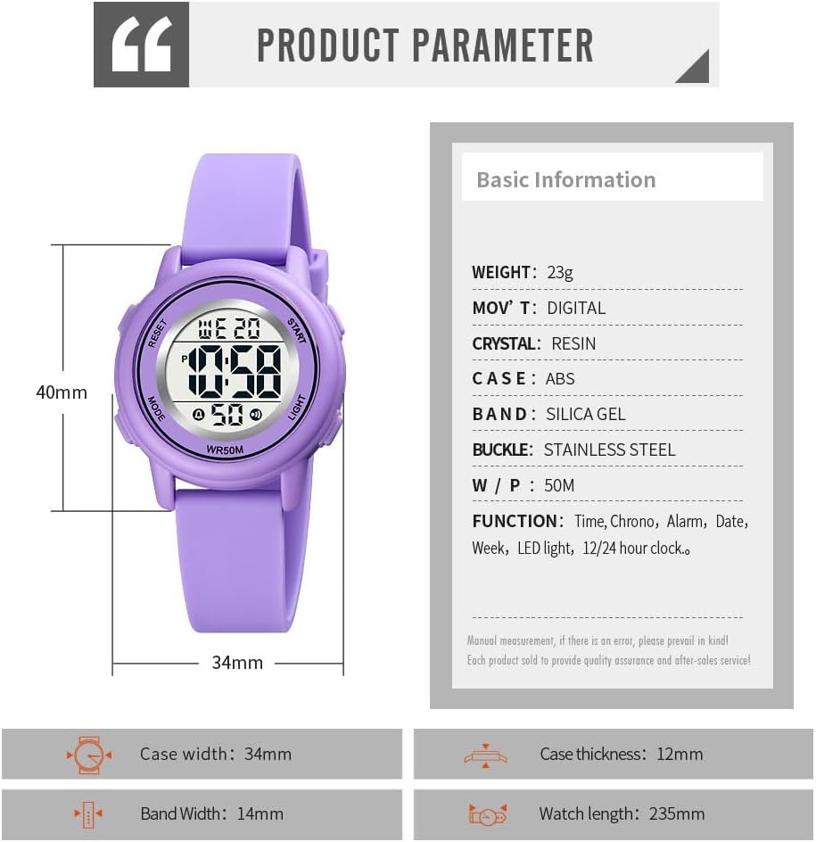 Thumbnail 6 de Findtime Digitaluhr Damen – Wasserdicht, LED-Gesamtanzeige, Weiches Gummiarmband