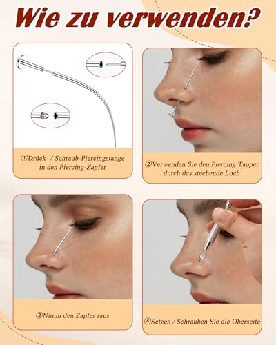 Detalle de LOLIAS Piercing Kugel Aufdreher Zange – Wechsel-Set für Ohrpiercings (16G/18G) aus Edelstahl