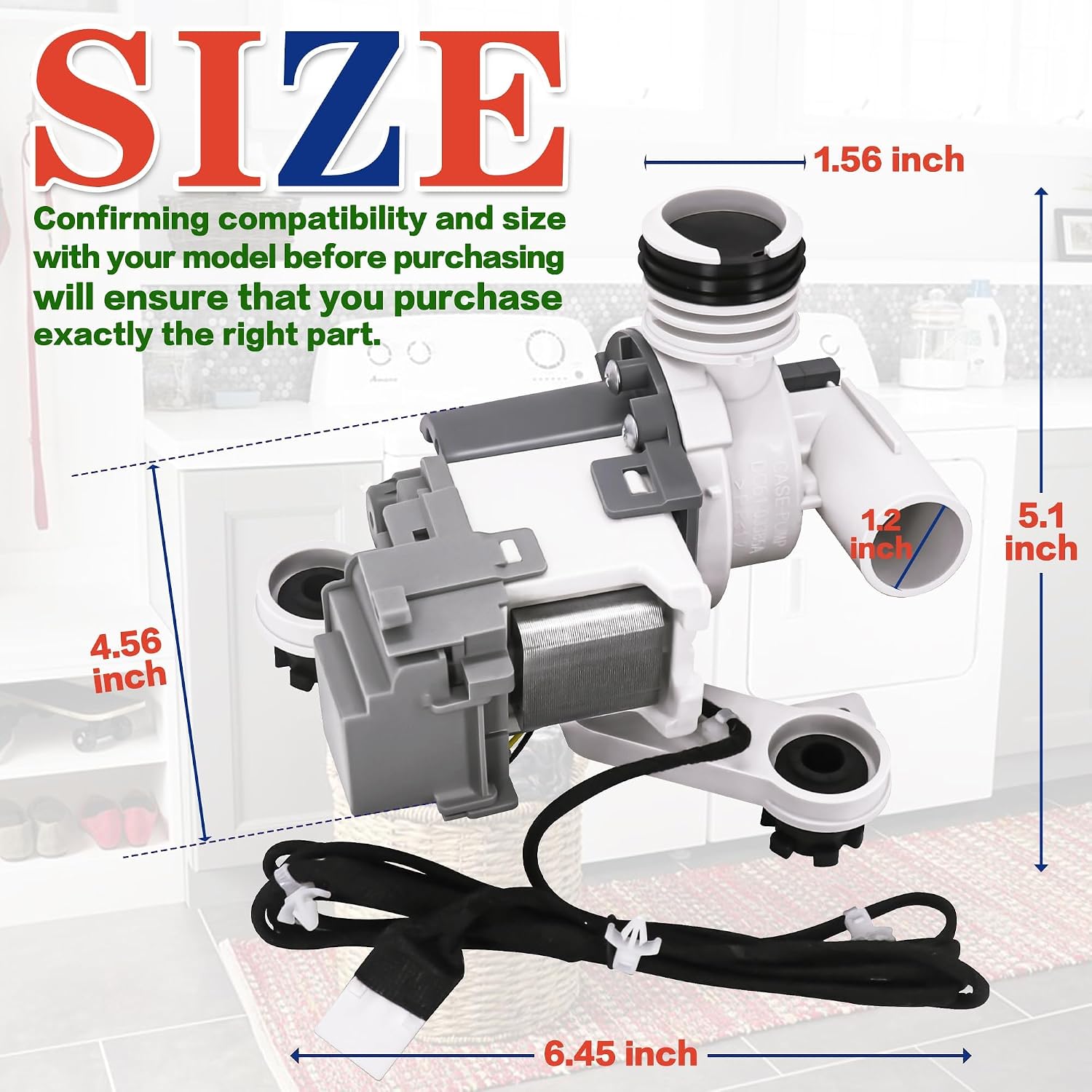 Thumbnail 5 de Bakaoof DC97-19289F Washer Drain Pump Assembly, 120V, 80W