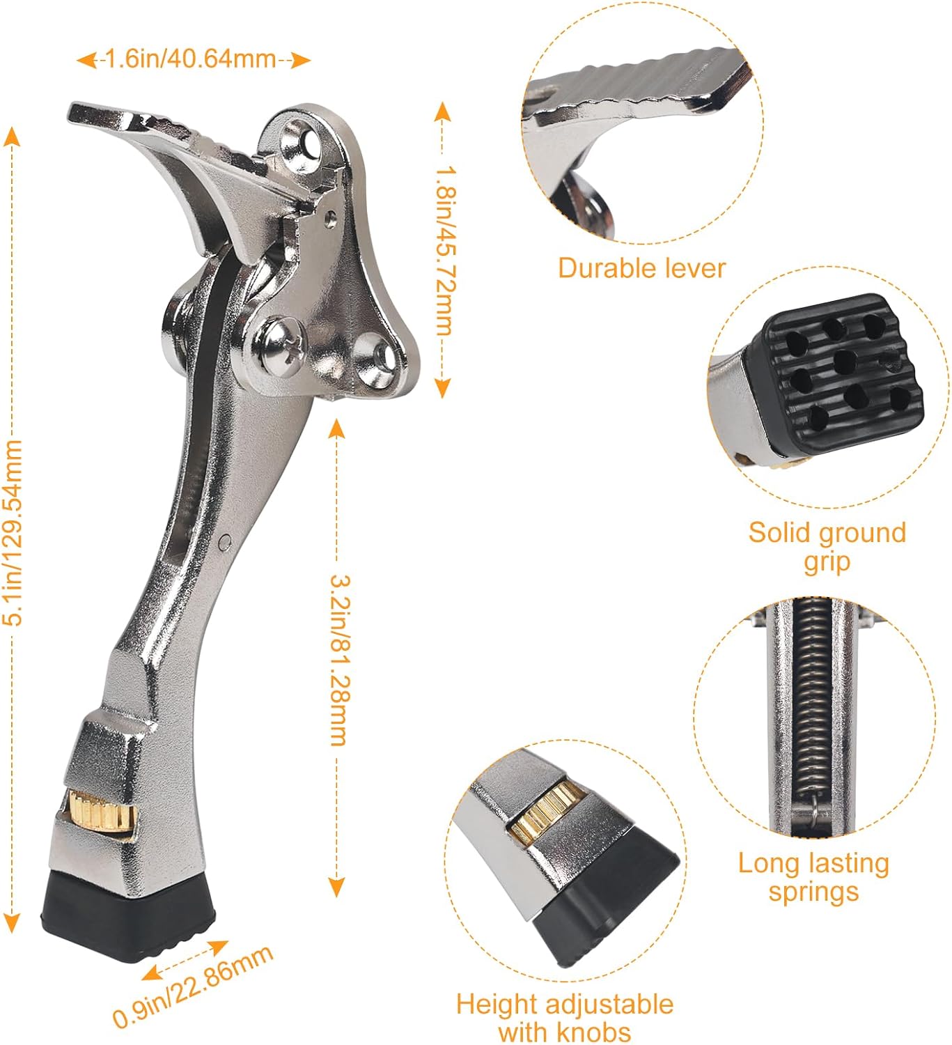Thumbnail 5 de ENYZTBI 4 inch x 4 packs Adjustable Kickdown Door Stops, Satin Nickel Aluminum