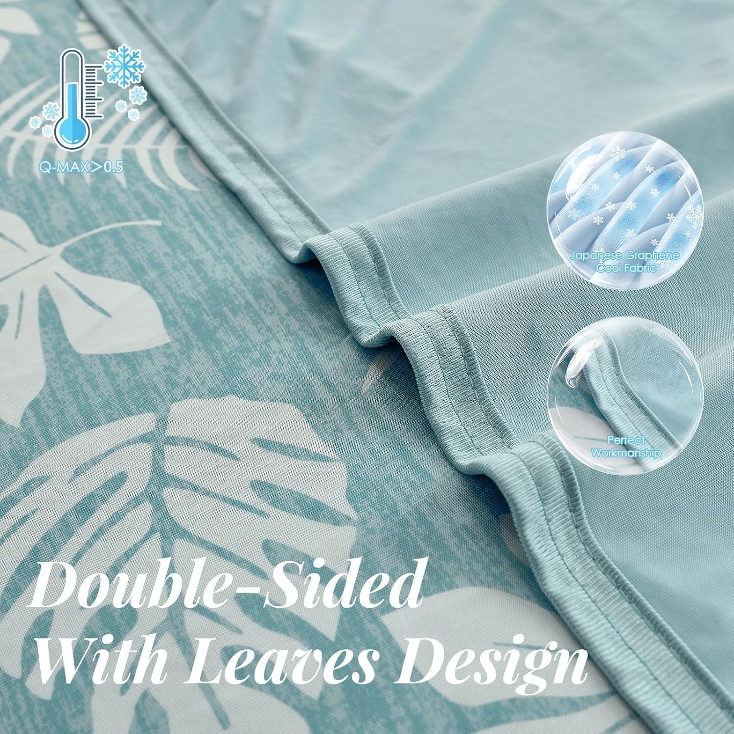 Detalle 2 de RUMBALUXY Cooling Blanket for Hot Sleepers — Soft, Lightweight Summer Blanket (Green, Double 153 x 203cm, Tropical)