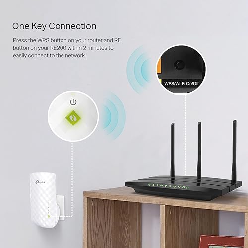 Detalle de TP-Link RE200 Repetidor WiFi5 AC750: extensión inteligente para zonas con señal débil