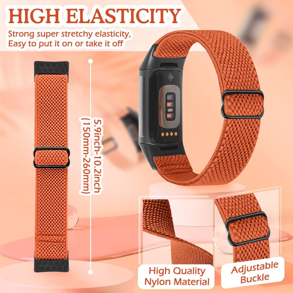 Detalle 2 de Vodtian Elastic Strap for Fitbit Charge 6/5 2 Pack