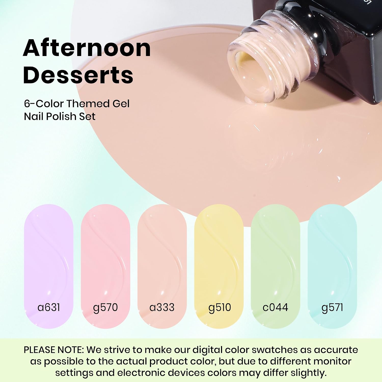 Detalle 2 de Beetles Pastel Gel Polish Set (Afternoon Desserts Collection) – 6 Pastel Shades for UV/LED DIY Nails