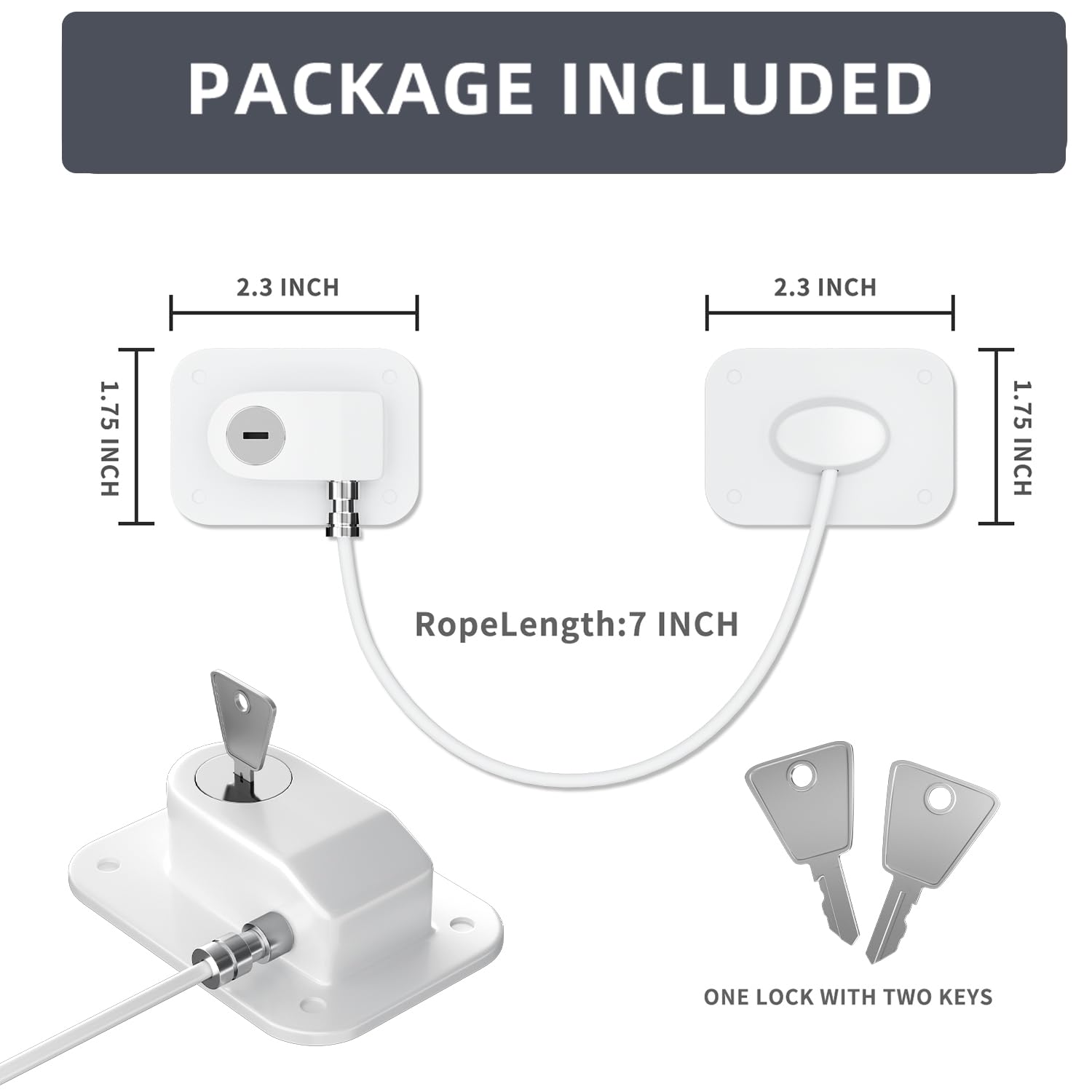 Thumbnail 6 de RORMGO Refrigerator Lock, 2-Pack with Key, Silicone Wire Protection, White