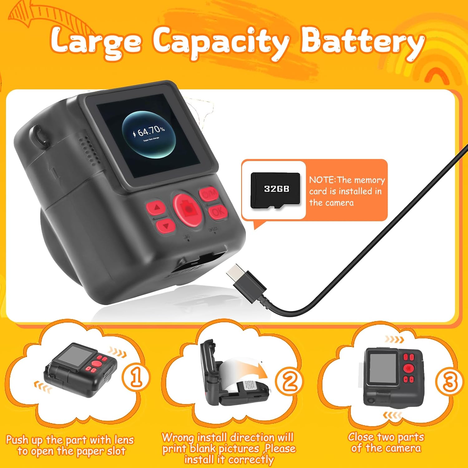 Thumbnail 6 de Kids Camera Instant Print 1080P for Kids