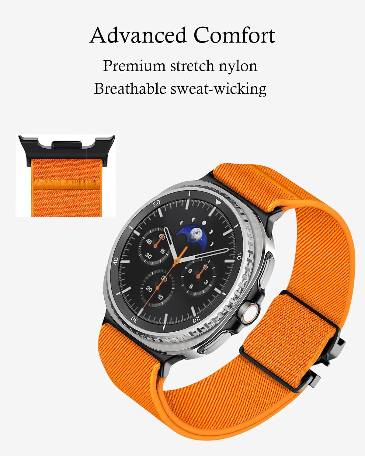 Detalle de Nylonarmband mit Fallschirmverschluss für Samsung Galaxy Watch 8 (40/44mm) und Watch 8 Classic (46mm) – 17–23,5 cm