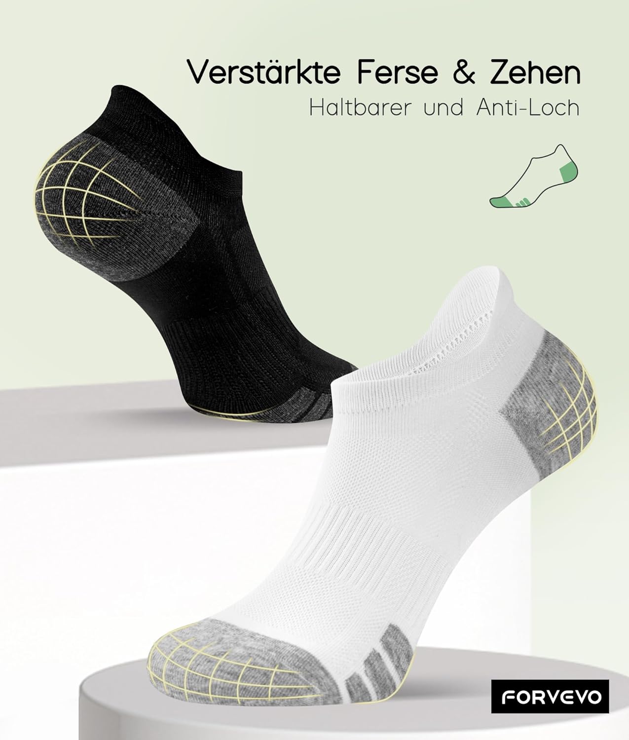 Thumbnail 4 de FORVEVO 10 Paar Sneaker Socken für Herren & Damen aus Baumwolle – atmungsaktive Kurzsocken