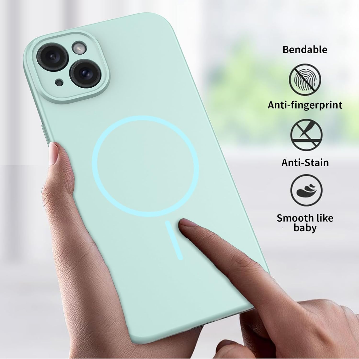 Thumbnail 5 de YIBAMI MagSafe-compatible Silicone Case for iPhone 15 Plus (6.7") in Blue