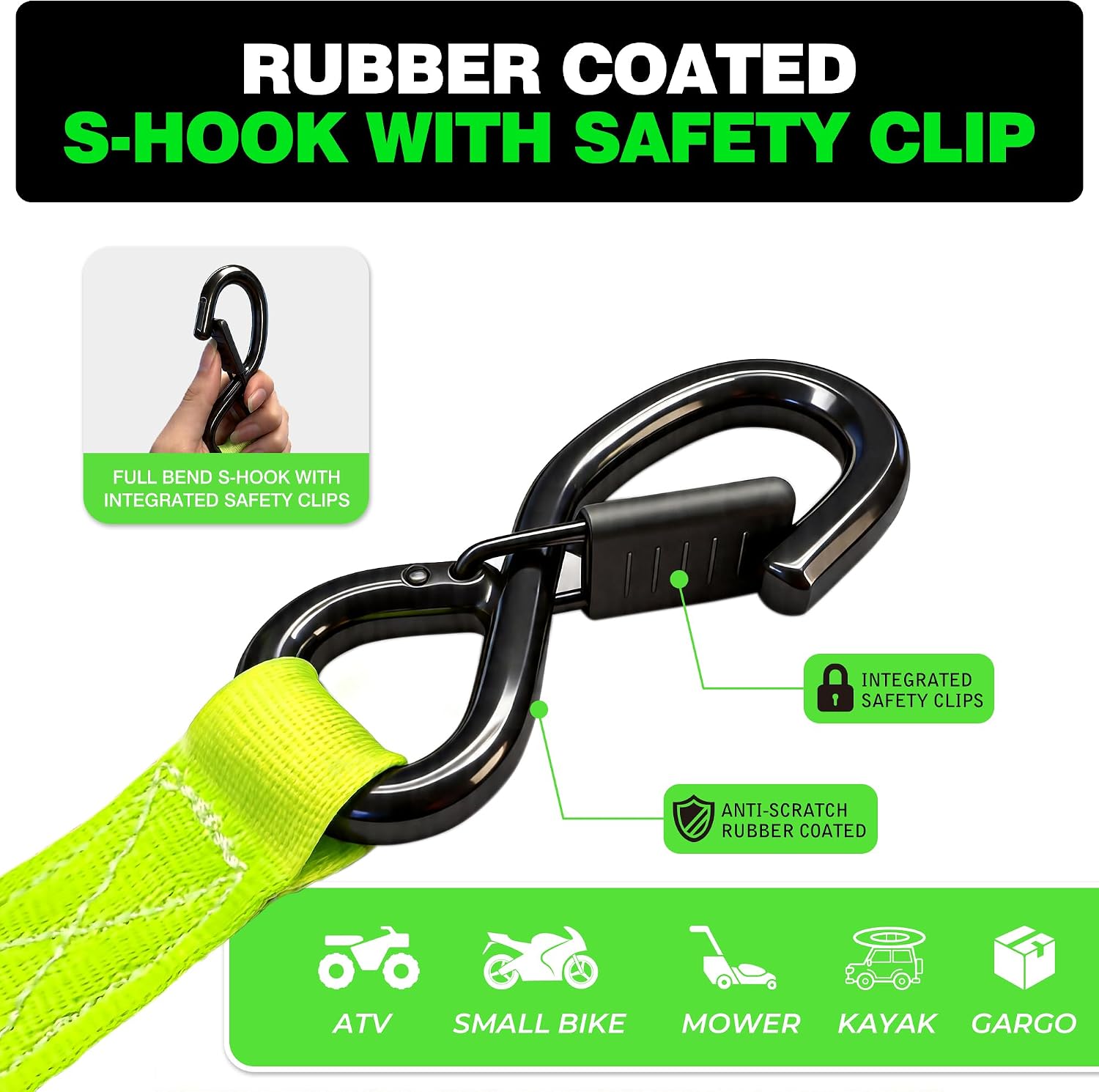 Thumbnail 5 de Retractable Ratchet Straps 1,800 lb Break Strength