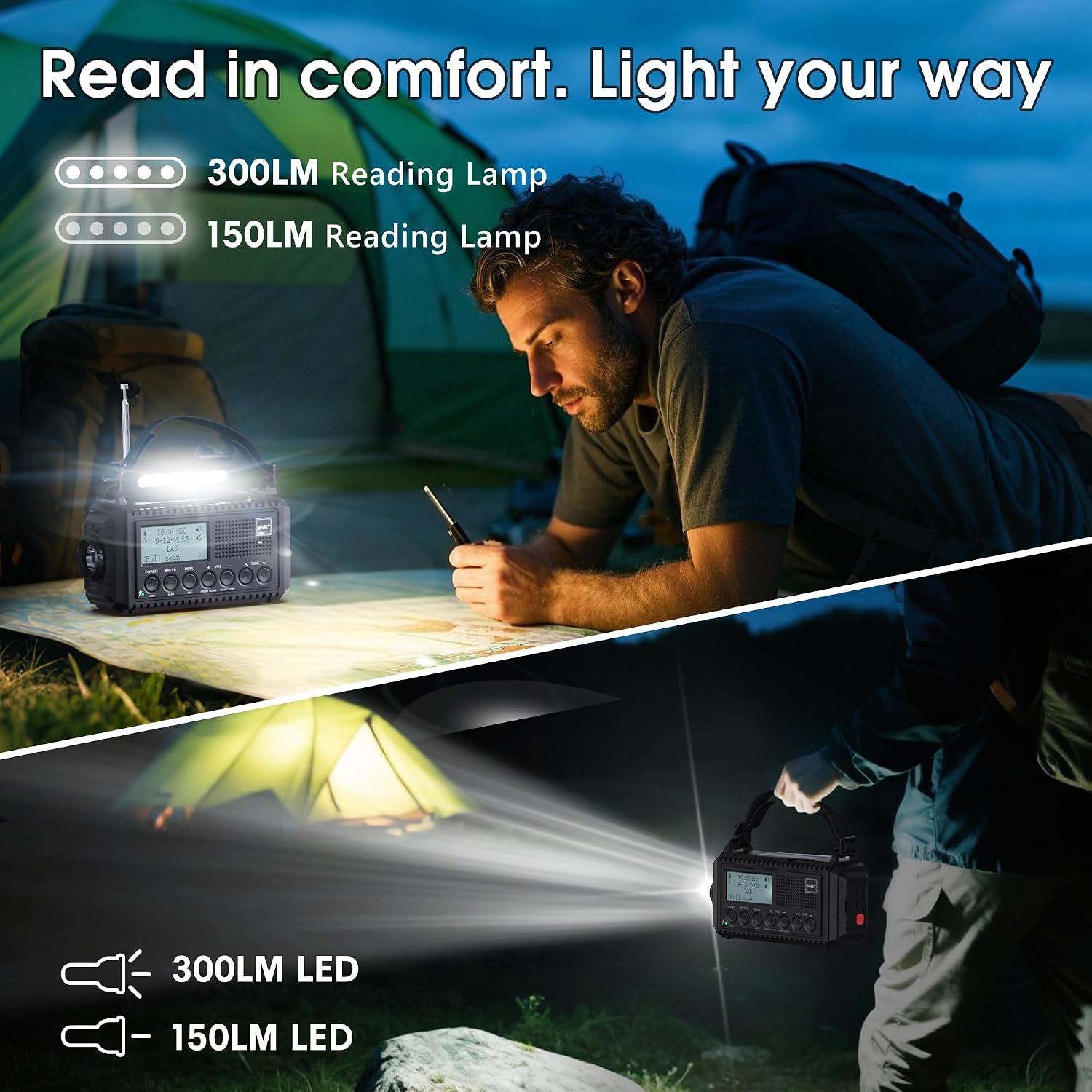 Detalle 2 de ROCAM CR1009PRO DAB draagbare DAB+/FM-noodradio met zonnepaneel, zwengel en 5000 mAh