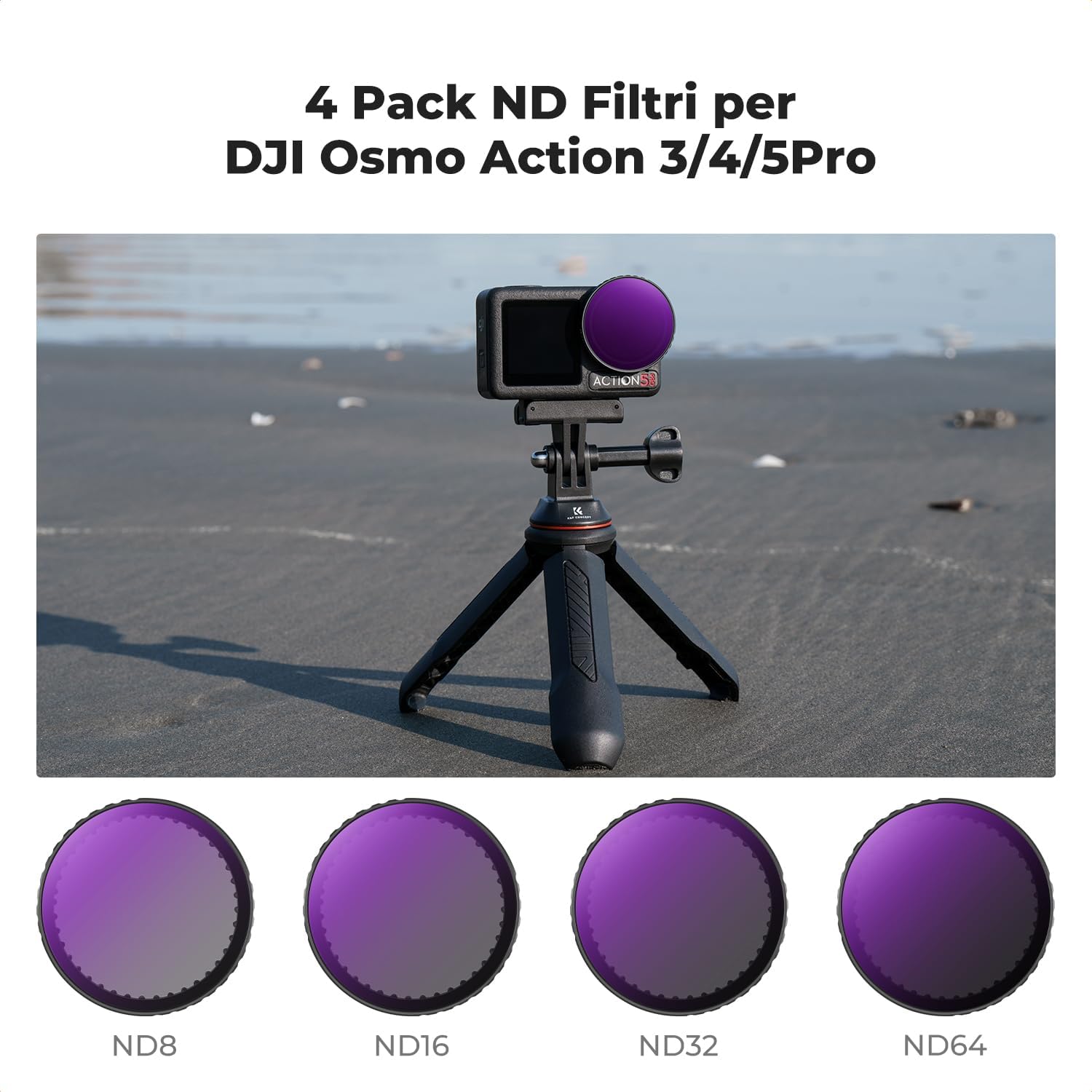 Thumbnail 1 de K&F CONCEPT 4 Pezzi Set di Filtri ND per DJI Osmo Action 5 Pro/Action 4/3
