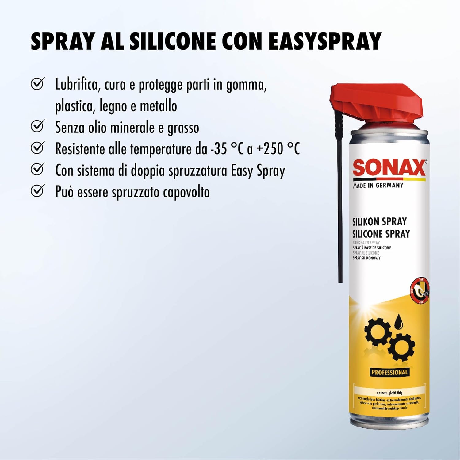 Thumbnail 2 de SONAX Spray al silicone (400 ml): lubrificante versatile e idrorepellente per gomma, metallo e materiali sintetici