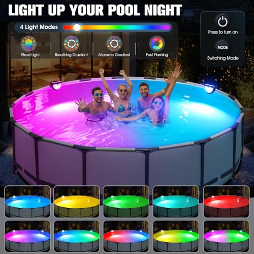 Detalle de PoolLeader 2026 Luces Piscina Solares: Iluminación LED multicolor para piscinas elevadas