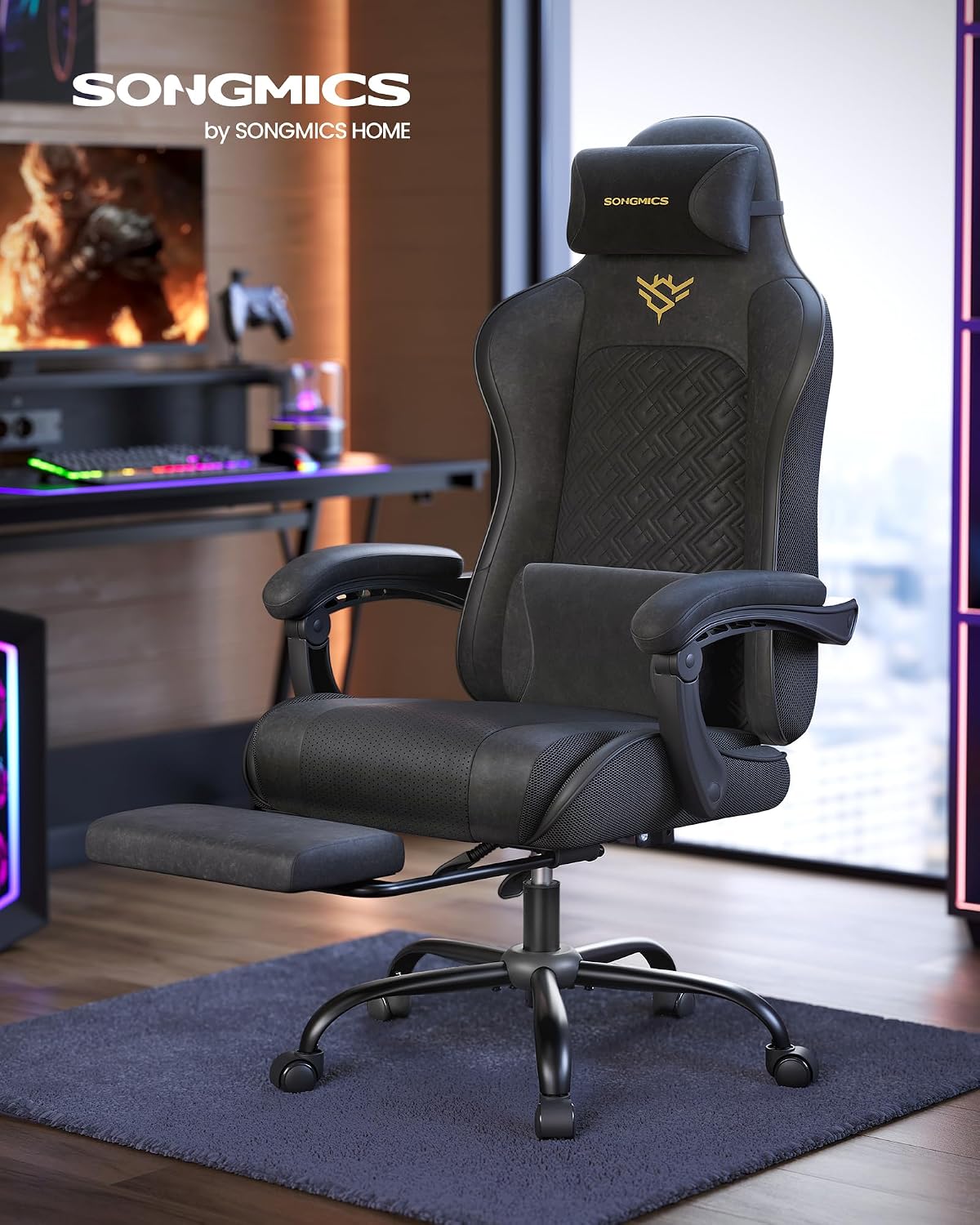 Detalle de SONGMICS Sedia Gaming OBG079B01: Comfort Ergonomico per Scrivania