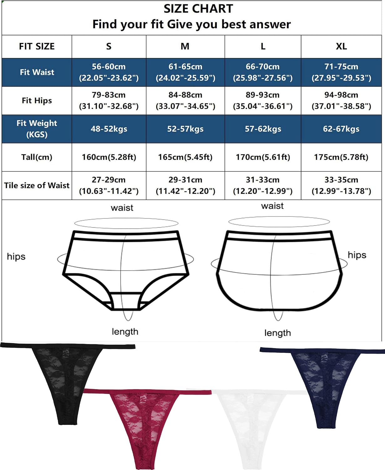 Detalle 2 de FINETOO 10er Pack Spitze Strings Tangas