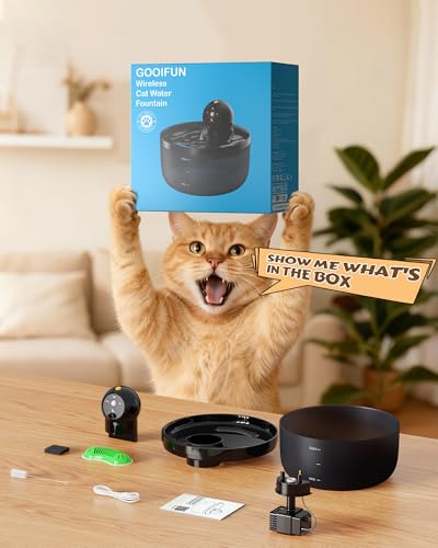Thumbnail 8 de GOOIFUN Fontaine à Eau pour Chat sans Fil 2,6 L – Distributeur silencieux et rechargeable