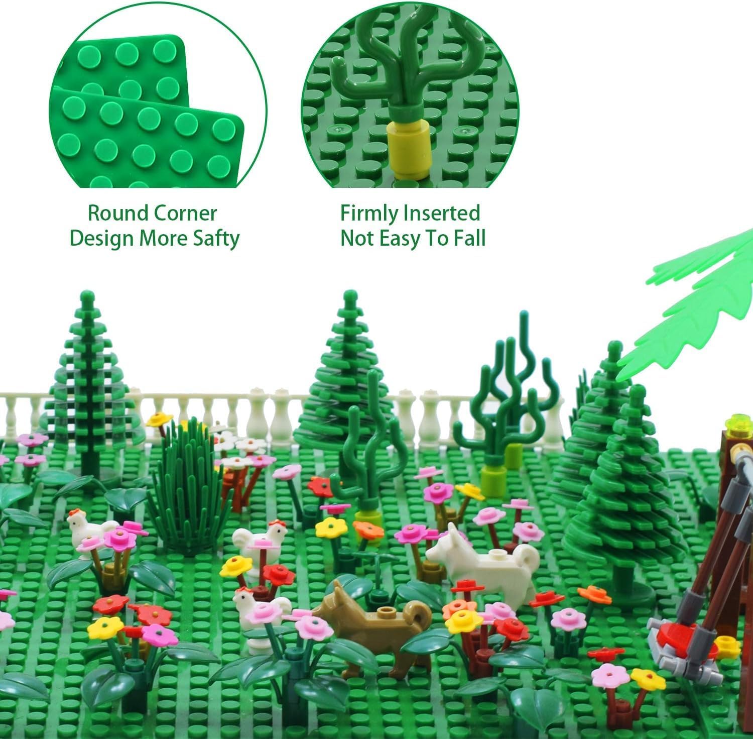 Detalle de Große Bauplatte kompatibel mit LEGO DUPLO (2 Stück), 38 x 38 cm, grün – Classic Grundplatte für kreatives Vorschulspiel