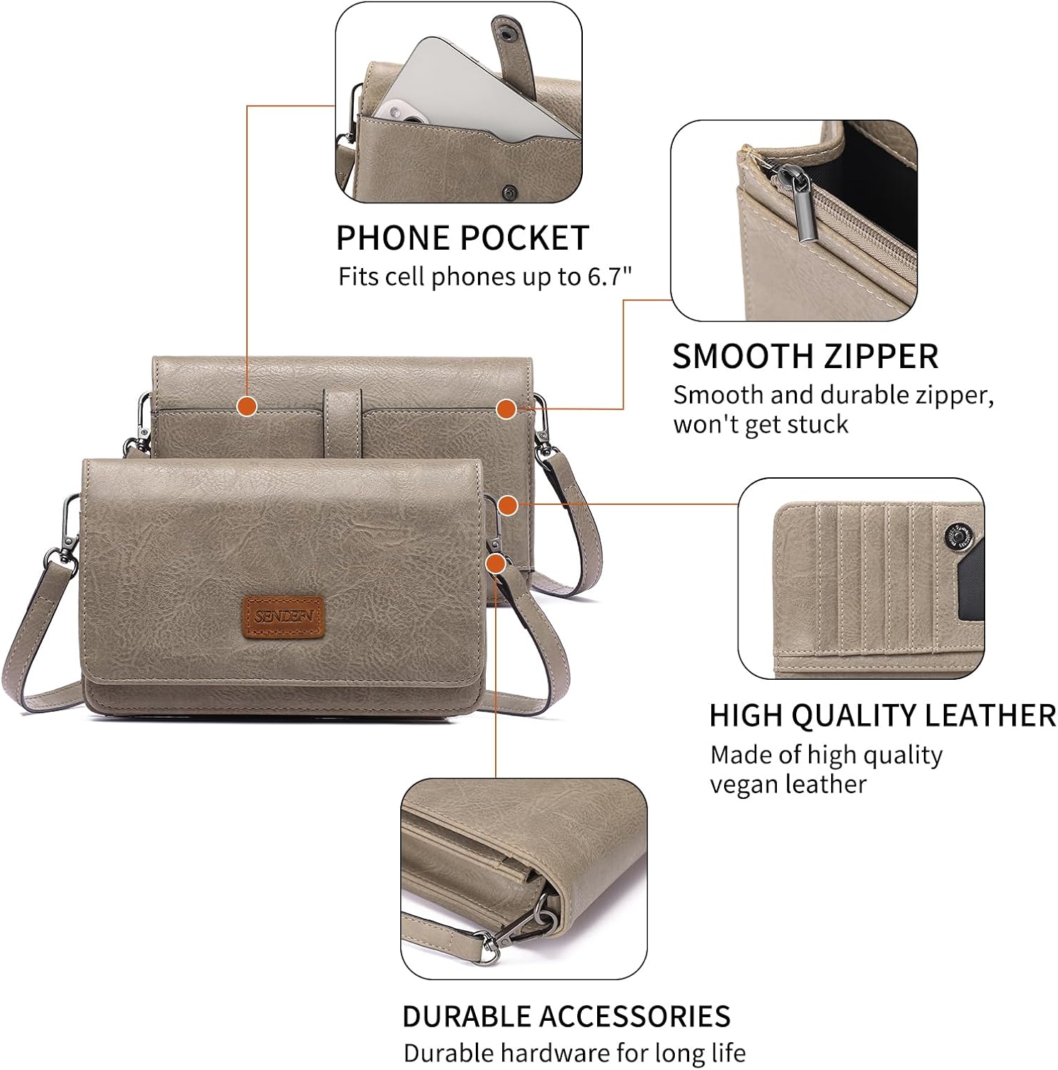 Detalle 2 de SENDEFN Crossbody Phone Bag 19.5cm