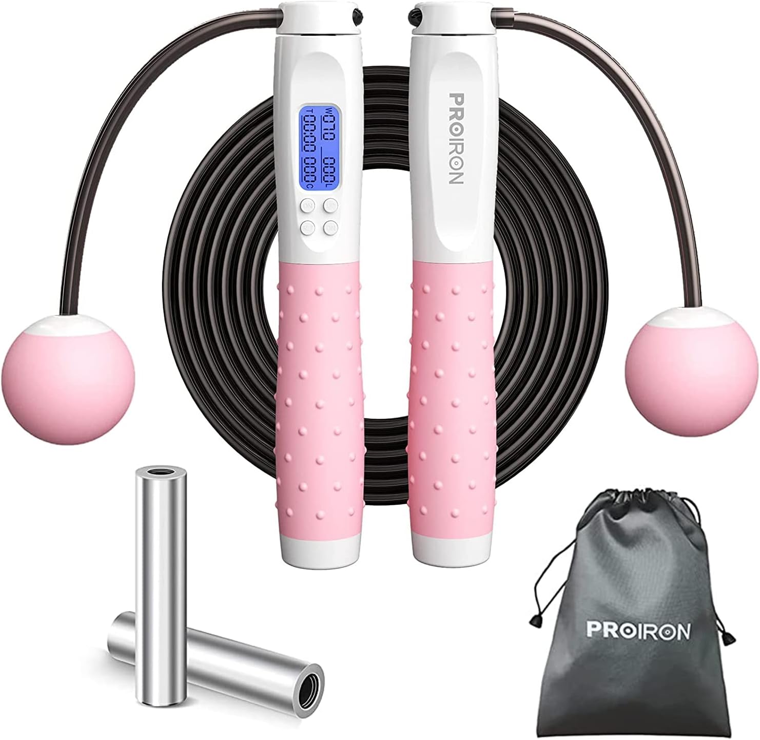 Detalle de PROIRON Skipping Rope: Digital Jump Rope with Adjustable Weights and Cordless Option
