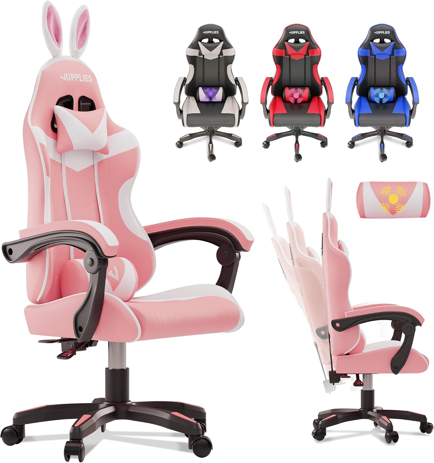 Detalle de JUPPLIES Silla Gaming Profesional con masajeador