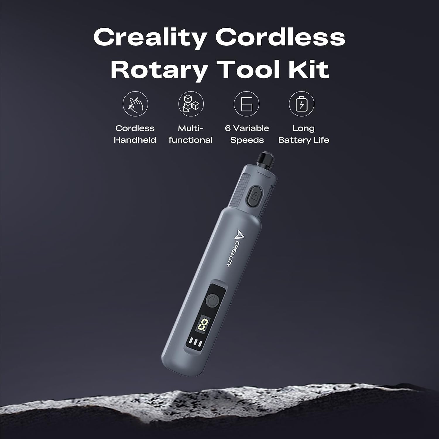 Detalle de Creality Cordless Rotary Tool Kit, 6 Speeds, 10,000–18,000 RPM