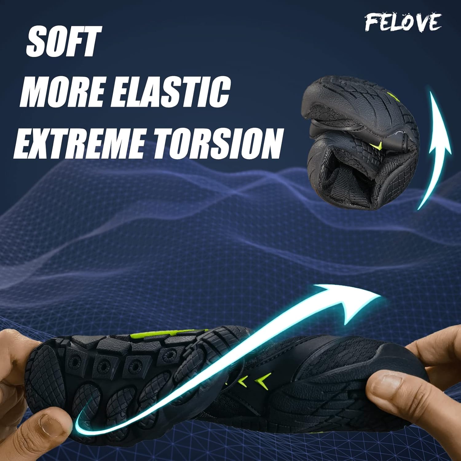 Detalle de FELOVE Chaussures d’eau ultra-légères pour plage, plongée, snorkeling et pieds nus