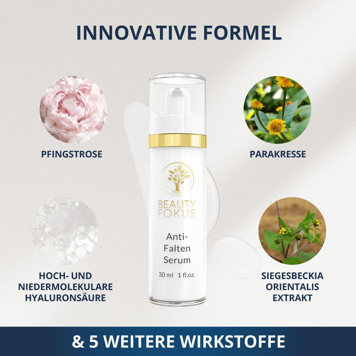 Thumbnail 2 de BeautyFokus Anti-Falten Serum – vegane Anti-Aging Pflege mit Hyaluronsäure, 30 ml, in Deutschland produziert
