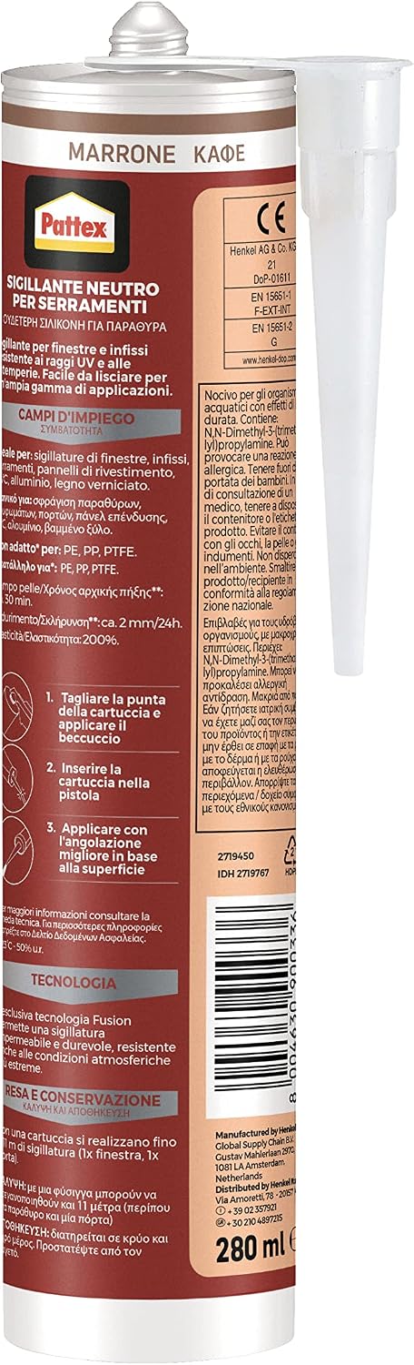 Detalle 2 de Pattex Silicone Sigillante Finestre Infissi 280 ml
