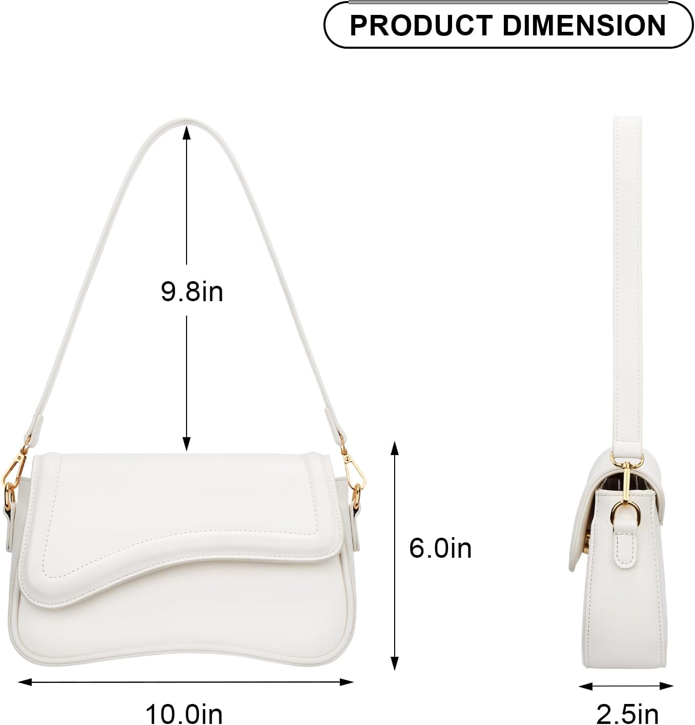 Detalle de KKXIU Small Shoulder Bag for Women (Convertible Clutch/Hobo Underarm Purse)