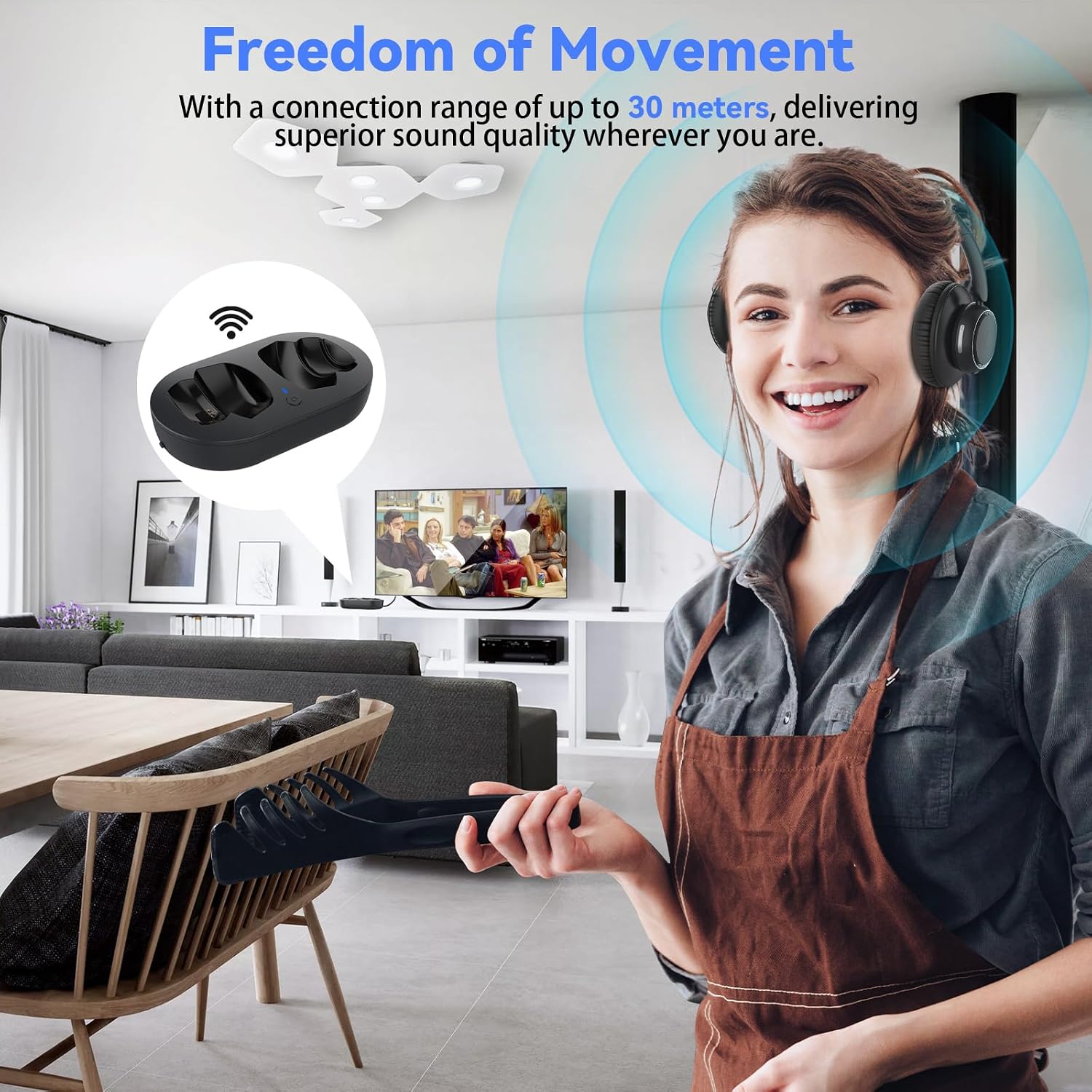 Detalle de ANSTEN Wireless Headphones for TV Listening: Private, Low-Latency TV Audio with Dock