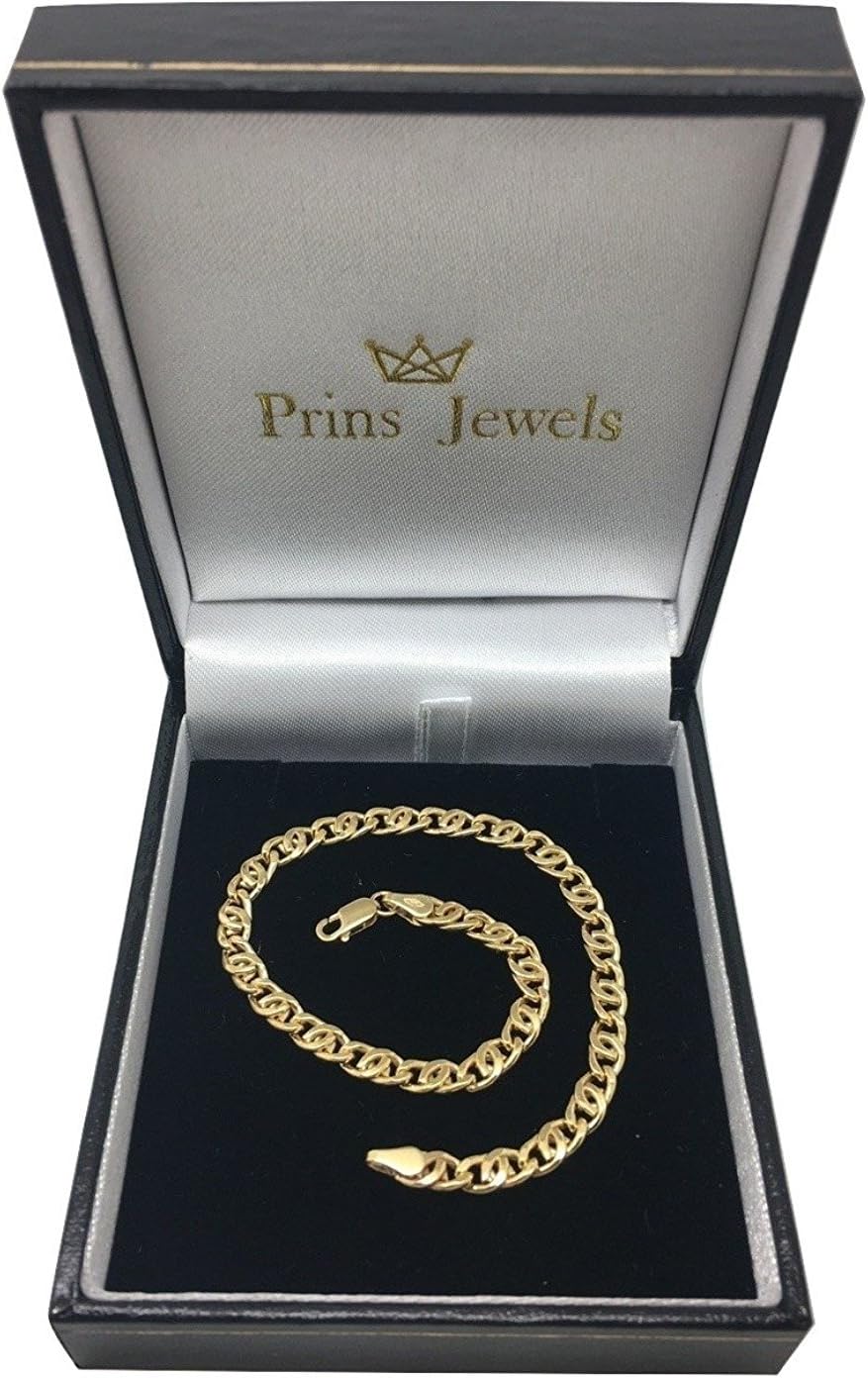 Detalle 2 de PRINS JEWELS Bracelet Gourmette en Or Jaune 18K 750 – Largeur 4 mm, longueur environ 19–21 cm