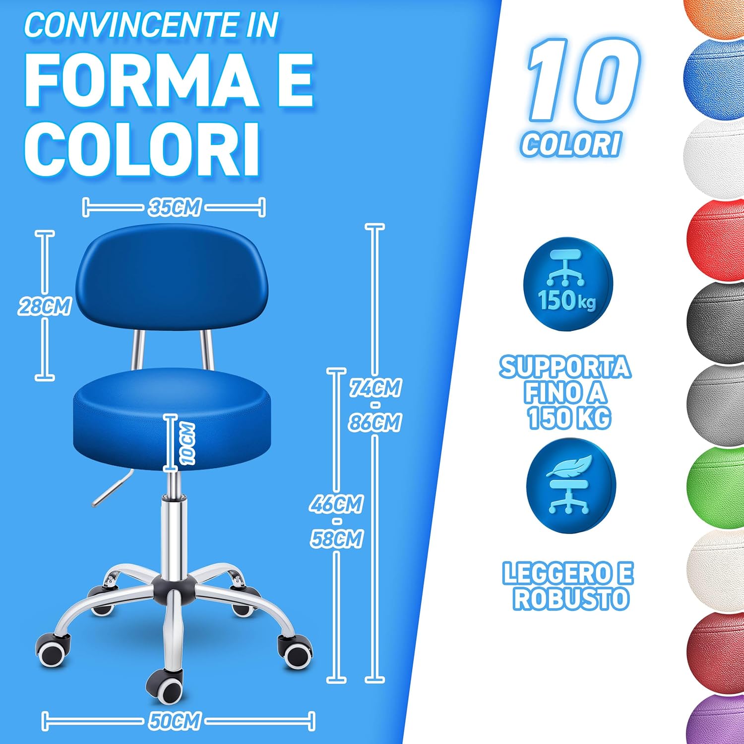 Thumbnail 1 de TRESKO Sgabello girevole 46–58 cm