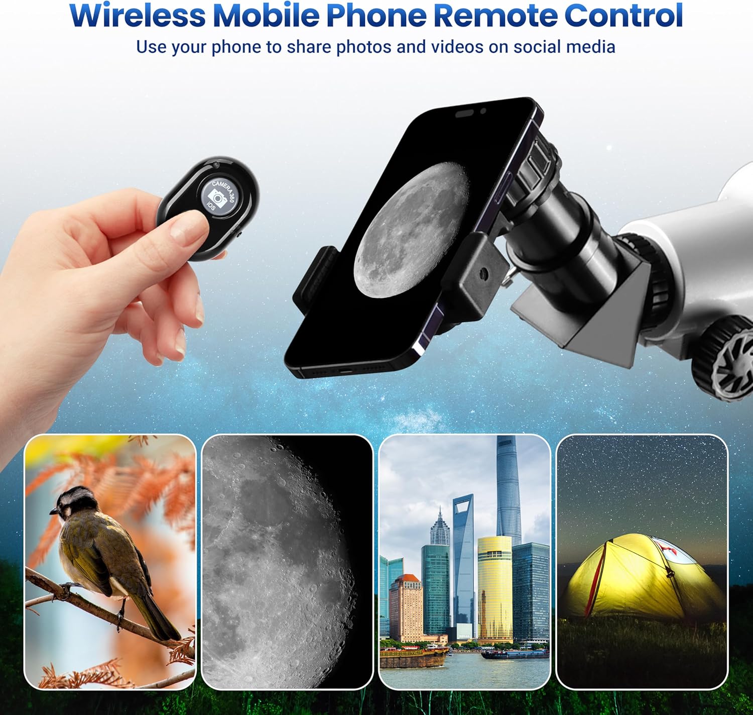 Thumbnail 4 de ESSLNB 70080 telescope for astronomy with smartphone adapter