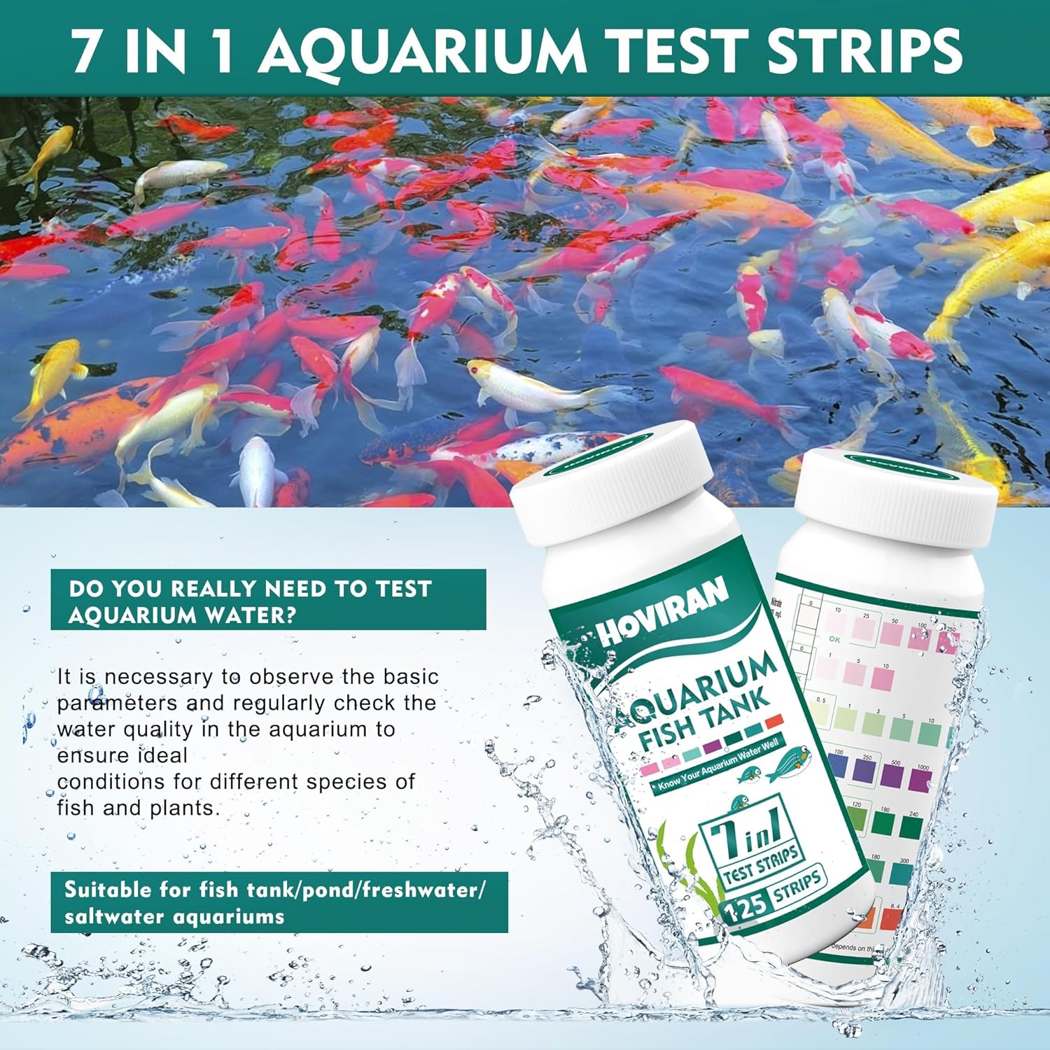 Thumbnail 6 de HOVIRAN 7-in-1 Aquarium Teststreifen (125 Stück) für Süß- und Salzwasser