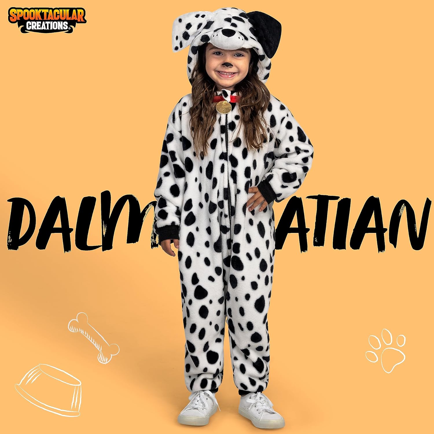 Thumbnail 1 de Spooktacular Creations Kids' Dalmatian Costume Jumpsuit, Hooded Polyester Flannel