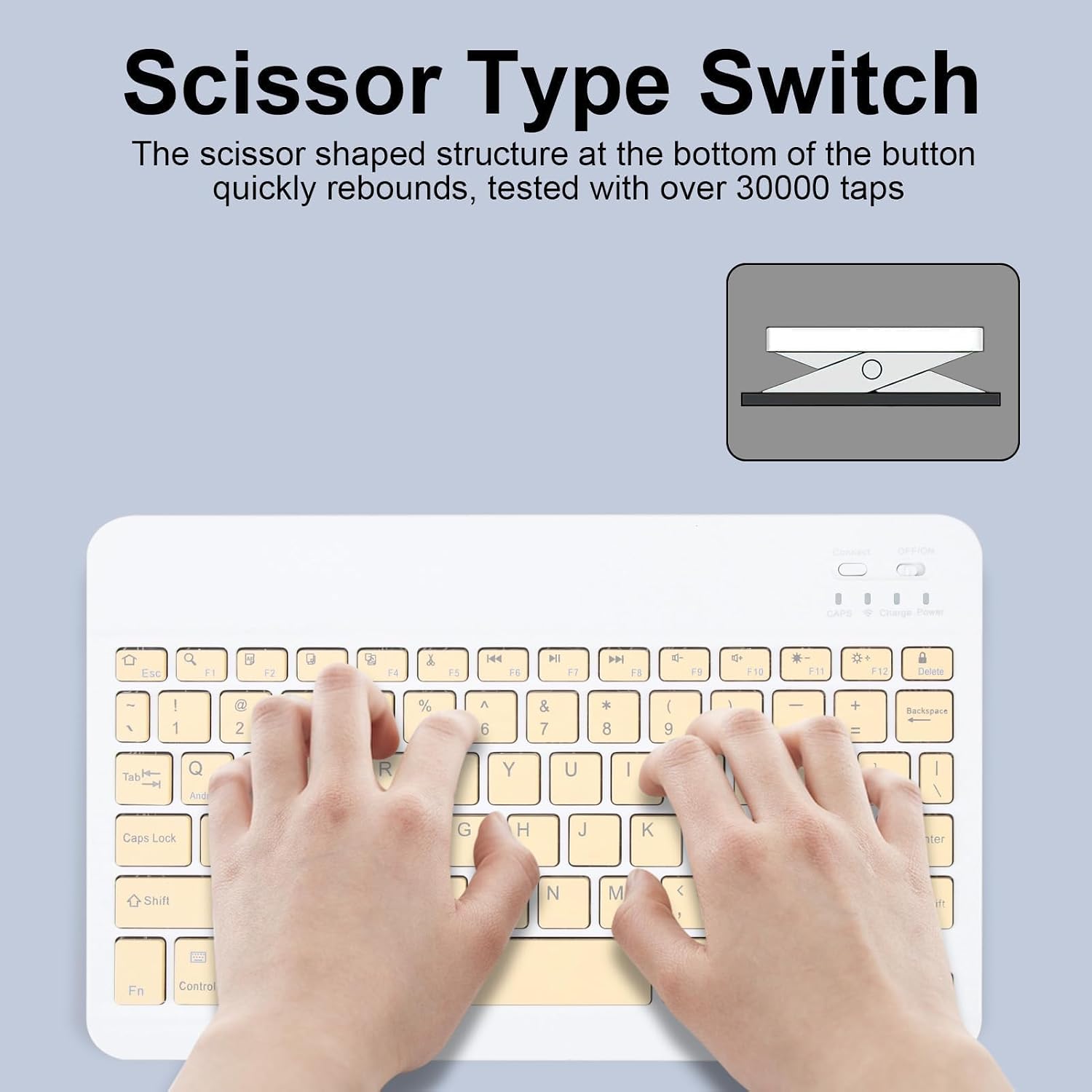 Detalle de Universal Ultra-Slim Rechargeable Wireless Keyboard (Yellow) for iPad, Android Tablets, Windows & iOS