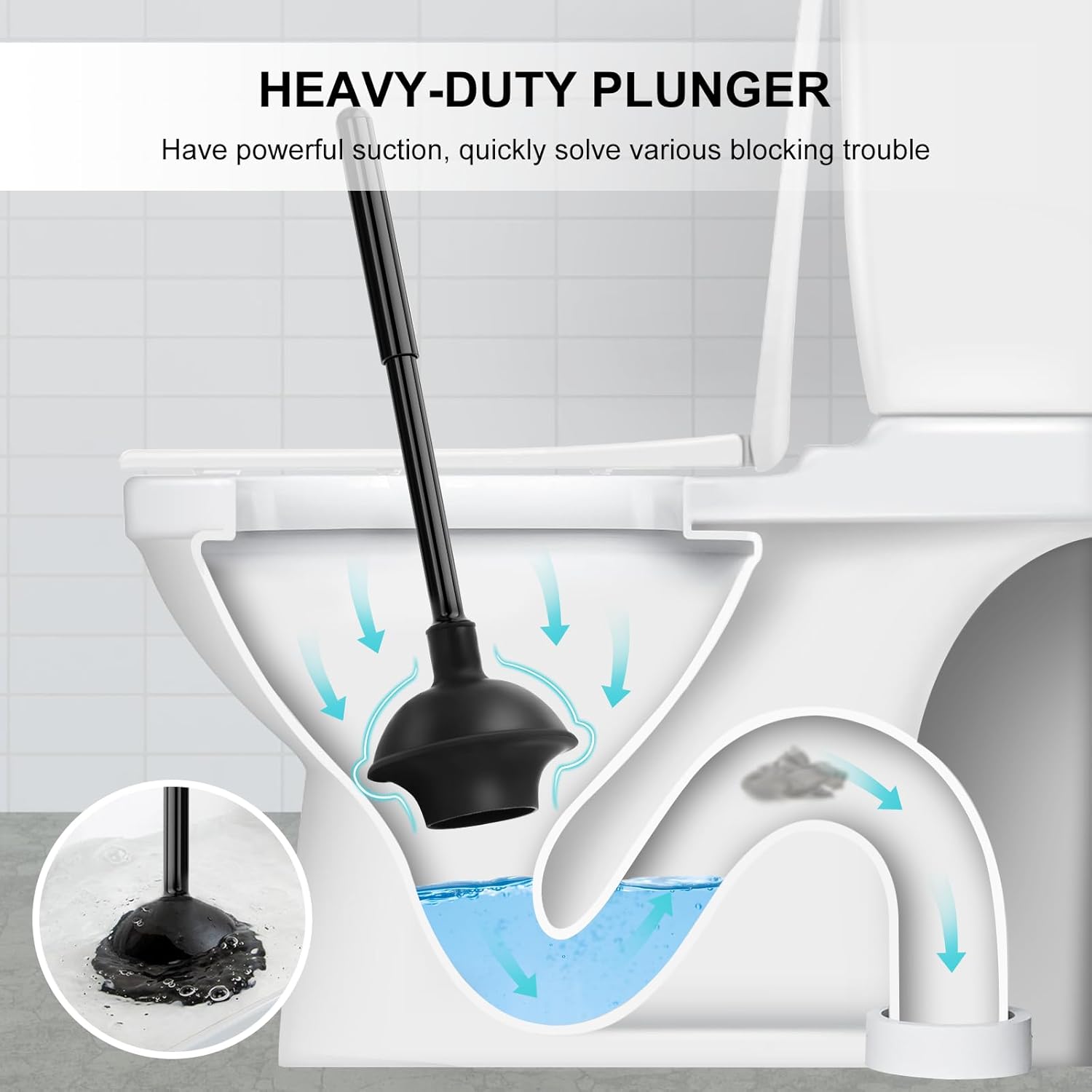 Detalle 2 de SetSail Toilet Brush and Plunger Set in Black — Semi-Hidden, Heavy-Duty Bathroom Cleaning Kit