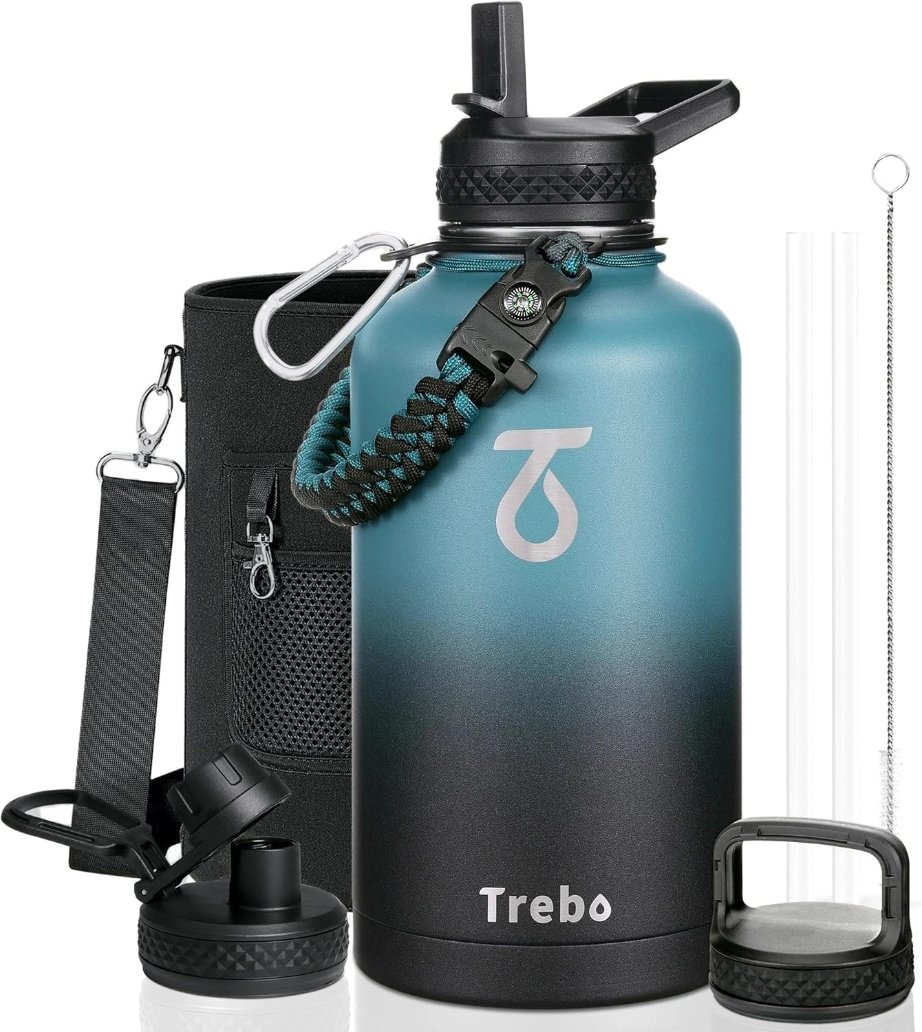 Detalle de Trebo 64oz Vacuum Insulated Water Bottle with Paracord Handle (Indigo/Black)