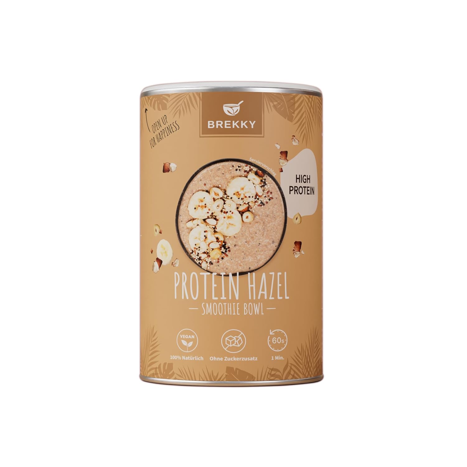 Detalle de BREKKY Protein Hazel Smoothie Bowl (vegan, ohne Zuckerzusatz) – easy in 60 Sekunden zubereitet