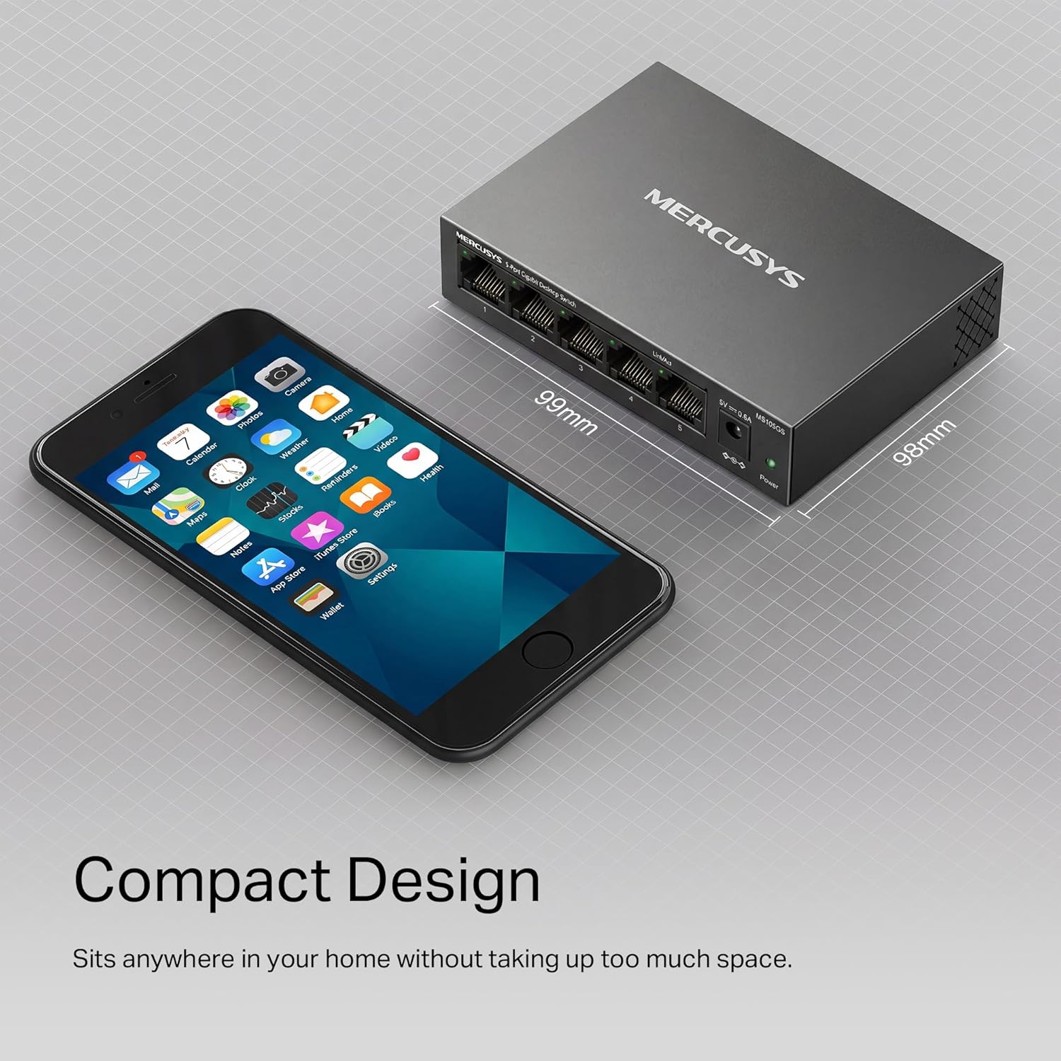 Thumbnail 4 de MERCUSYS MS105GS 5-Port Gigabit Ethernet Switch (metal case, desktop or wall mount)