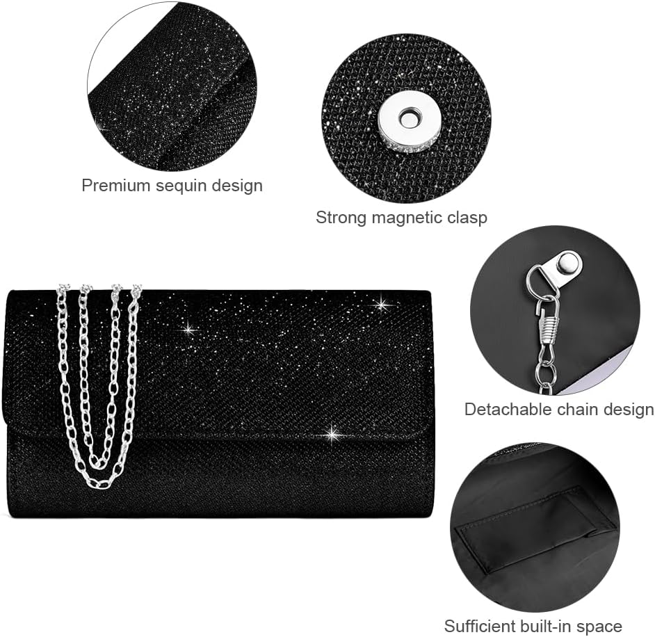 Thumbnail 5 de OSDUE Glitzer Abendtasche – Elegante Envelope mit Kettentasche