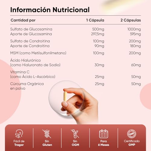 Thumbnail 3 de WeightWorld Glucosamina, Condroitina y MSM con Ácido Hialurónico, Vitamina C y Cúrcuma (180 cápsulas)