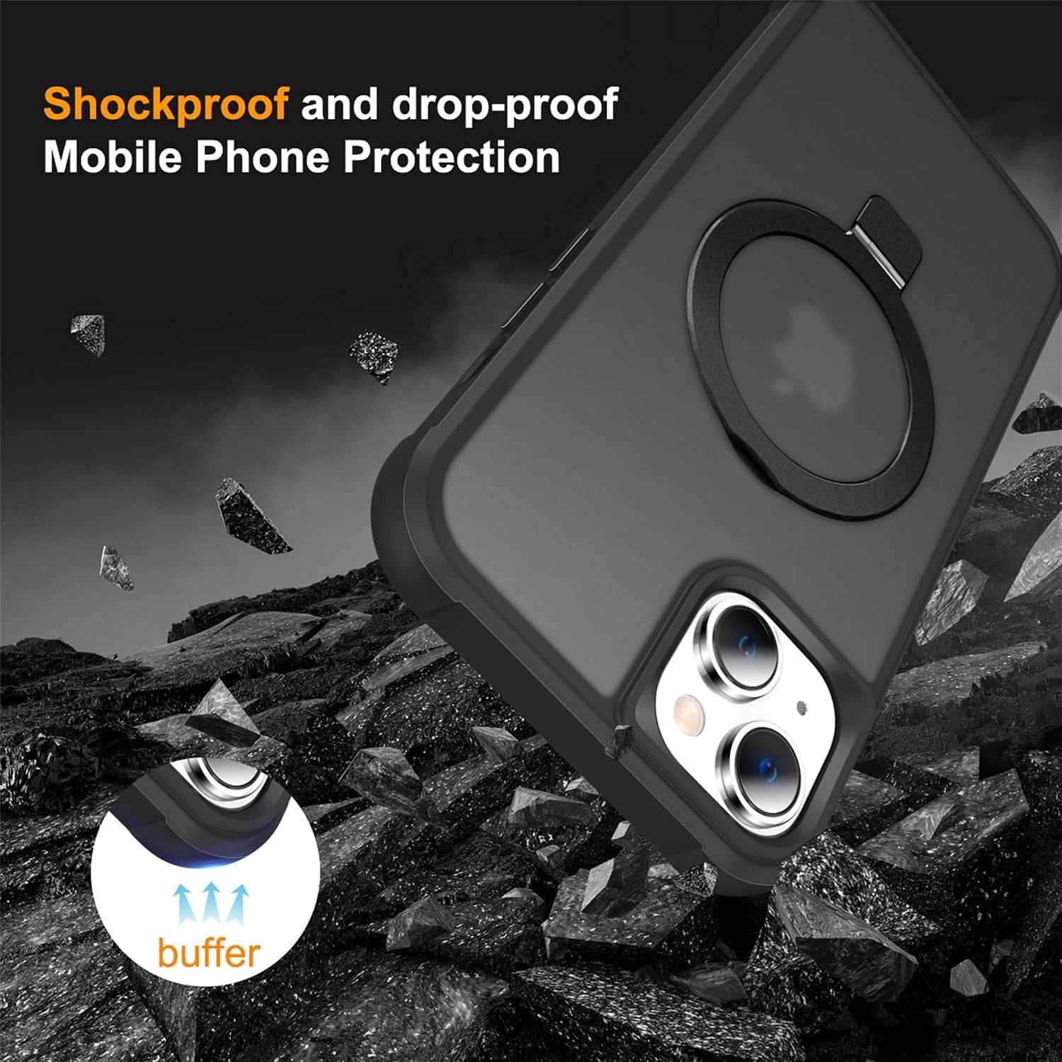 Detalle de SKYLMW iPhone 15 Case (6.1-inch) with Invisible Magnetic Ring Kickstand + Military-Grade Protection